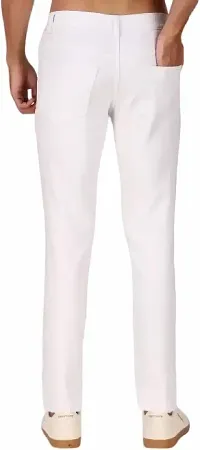 Stylish White Denim Solid Mid-Rise Jeans For Men-thumb1