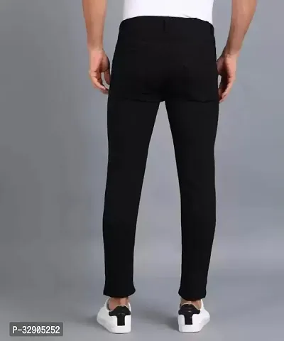 Stylish Black Denim Solid Regular Fit Jeans For Men-thumb2