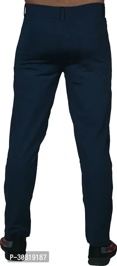 Mevan Stylish Blue Lycra Blend Solid Regular Fit Trouser For Men-thumb3