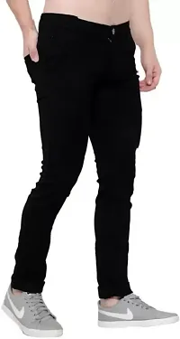 Stylish Black Cotton Blend Solid Mid-Rise Jeans For Men-thumb2