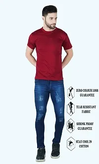 Stylish Blue Cotton Blend Solid Mid-Rise Jeans For Men-thumb3