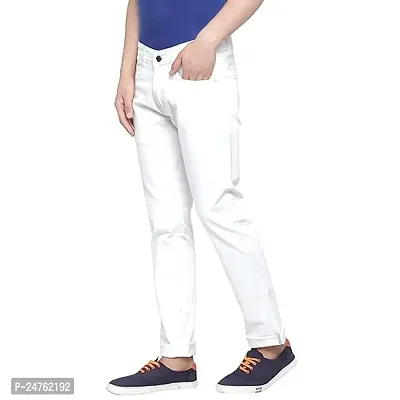 COMFITS Men`s Stylish White Plain Jeans (30)