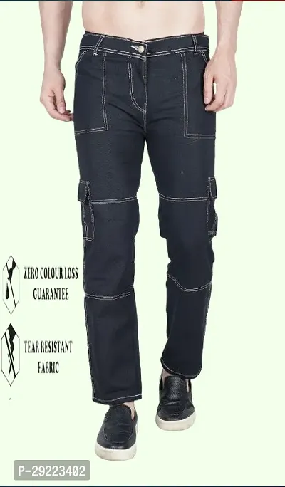 Stylish Black Cotton Blend Solid Mid-Rise Jeans For Men-thumb0