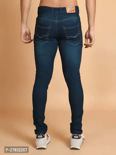 Classic Blue Denim Solid Jeans For Men-thumb4