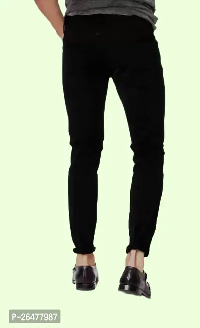 Stylish Black Cotton Blend Mid-Rise Jeans For Men-thumb2