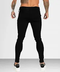 Stylish Black Denim Solid Jeans For Men-thumb1