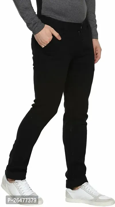 Stylish Black Cotton Blend Mid-Rise Jeans For Men-thumb3