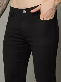 Stylish Black Denim Solid Jeans For Men-thumb2