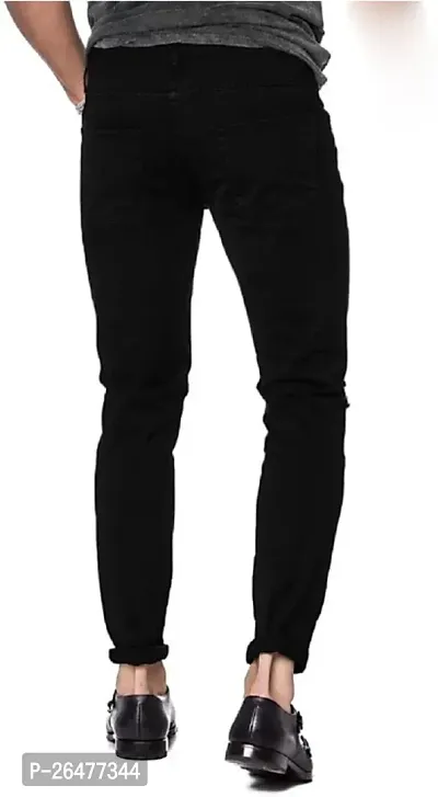 Stylish Black Cotton Blend Mid-Rise Jeans For Men-thumb2