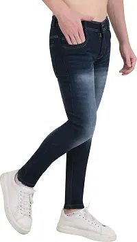 Classic Blue Cotton Blend Solid Jeans For Men-thumb2