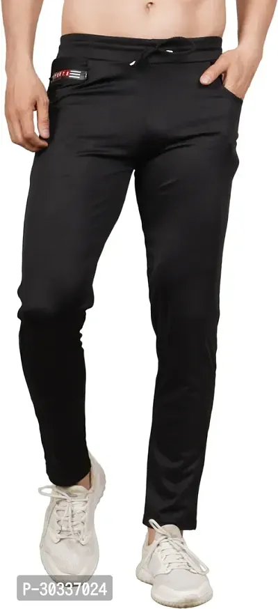 Mevan Comfortable Black Polyester Spandex Regular Track Pants For Men-thumb0