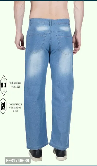 Stylish Blue Cotton Blend Solid Mid-Rise Jeans For Men-thumb2