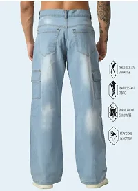 Stylish Blue Solid Denim Mid-Rise Jeans For Men-thumb1