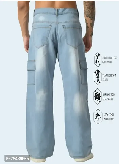 Stylish Blue Solid Denim Mid-Rise Jeans For Men-thumb2