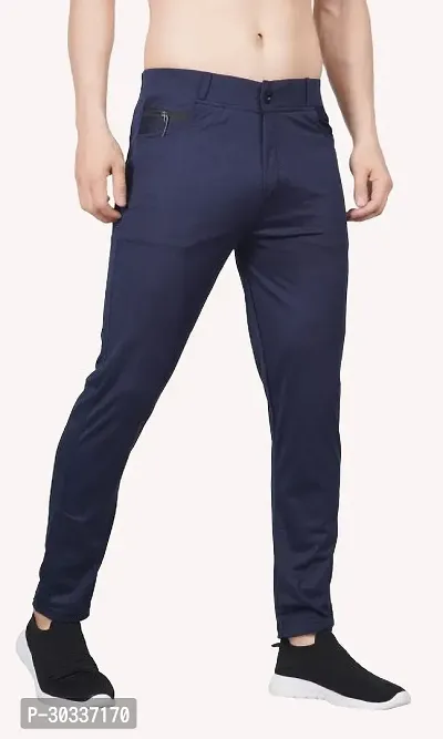 Mevan Comfortable Blue Polyester Spandex Regular Track Pants For Men