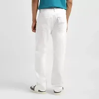 Stylish White Denim Solid Regular Fit Jeans For Men-thumb1