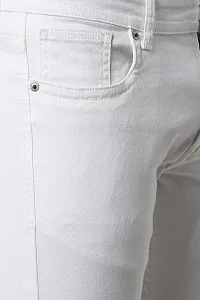 Stylish White Denim Solid Mid-Rise Jeans For Men-thumb4