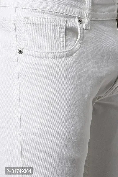 Stylish White Denim Solid Mid-Rise Jeans For Men-thumb5