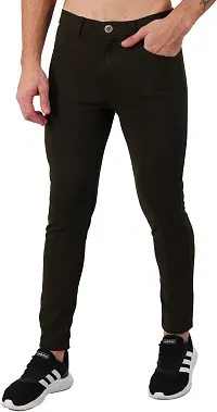 Mevan Stylish Black Lycra Blend Solid Regular Fit Trouser For Men-thumb2