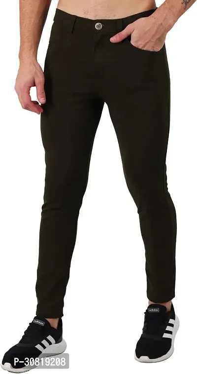 Mevan Stylish Black Lycra Blend Solid Regular Fit Trouser For Men-thumb3