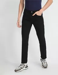 Stylish Black Denim Solid Mid-Rise Jeans For Men-thumb3