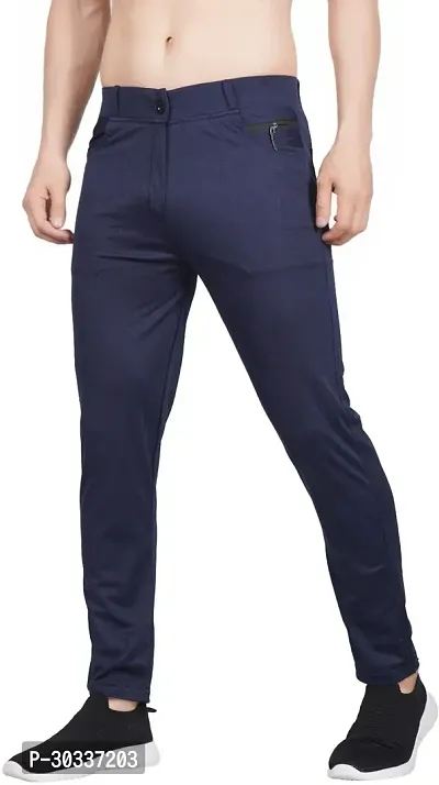 Mevan Comfortable Blue Polyester Spandex Regular Track Pants For Men-thumb0