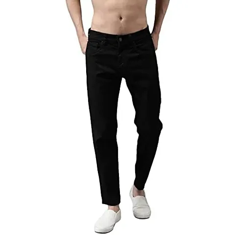 COMFITS Men's | Boys | Plain Casual Stylish Jeans (28, Black)