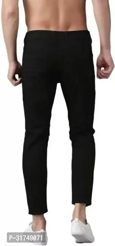 Stylish Black Cotton Blend Solid Mid-Rise Jeans For Men-thumb2