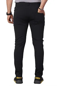 Mevan Stylish Black Lycra Blend Solid Regular Fit Trouser For Men-thumb1