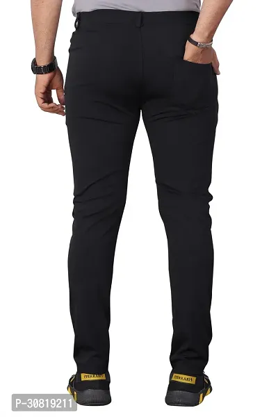 Mevan Stylish Black Lycra Blend Solid Regular Fit Trouser For Men-thumb2