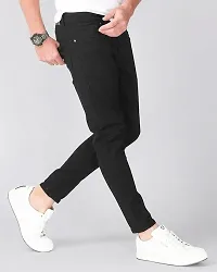 Stylish Black Cotton Blend Solid Mid-Rise Jeans For Men-thumb2