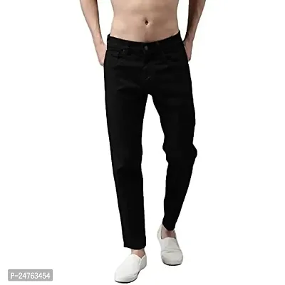 COMFITS Men's | Boys | Black Plain Casual Stylish Jeans (32, Black)