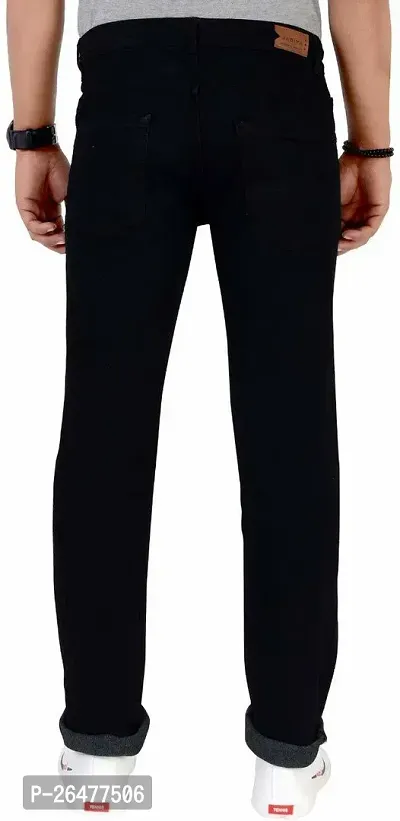 Stylish Black Cotton Blend Mid-Rise Jeans For Men-thumb2