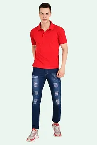 Classic Blue Cotton Blend Solid Jeans For Men-thumb2