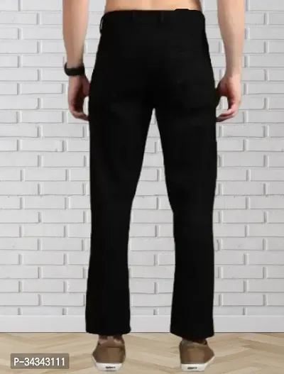 Stylish Black Denim Solid Jeans For Men-thumb2