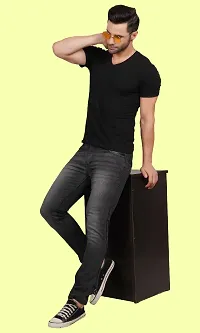 Stylish Cotton Blend Slim Fit Jeans For Men-thumb2