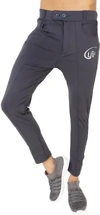 Mevan Stylish Blue Lycra Blend Solid Regular Fit Trouser For Men-thumb1