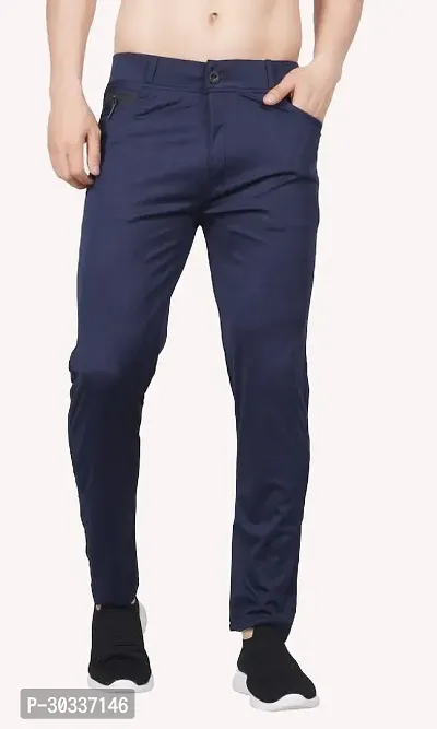 Mevan Comfortable Blue Polyester Spandex Regular Track Pants For Men