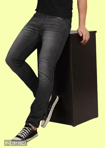 Stylish Cotton Blend Slim Fit Jeans For Men-thumb0