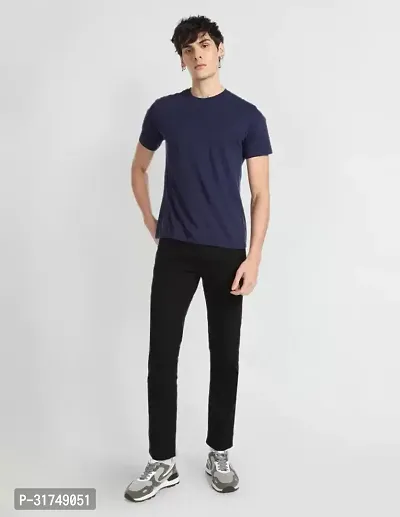 Stylish Black Denim Solid Mid-Rise Jeans For Men-thumb3