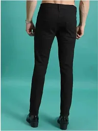 Stylish Black Denim Solid Regular Fit Jeans For Men-thumb1