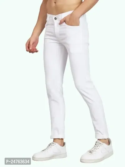 COMFITS Men's Regular Slim Fit Tapered Jeans (36) White-thumb3