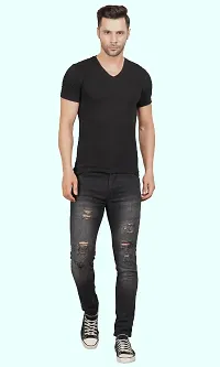 Stylish Cotton Blend Slim Fit Jeans For Men-thumb1