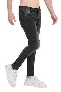 Stylish Grey Cotton Blend Solid Mid-Rise Jeans For Men-thumb2