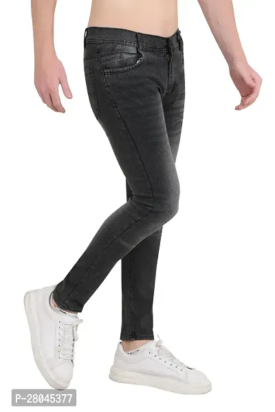 Stylish Grey Cotton Blend Solid Mid-Rise Jeans For Men-thumb3