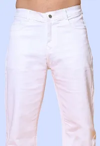 Stylish White Denim Solid Mid-Rise Jeans For Men-thumb3