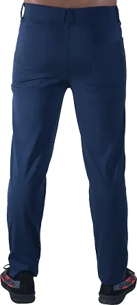 Stylish Blue Lycra Blend Regular Track Pants for Men-thumb1