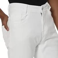 Stylish White Denim Solid Mid Rise Jeans For Men-thumb4