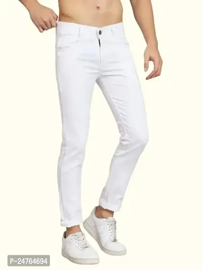 COMFITS Men's Regular Slim Fit Tapered Jeans (32) White-thumb3