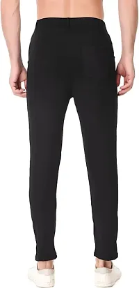 Mevan Comfortable Black Polyester Spandex Regular Track Pants For Men-thumb1